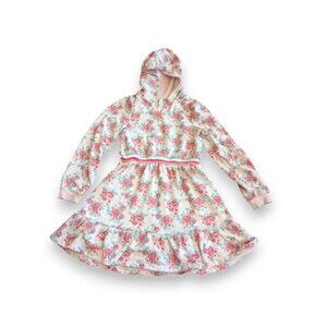 JANIE AND JACK Girls Pink Floral Long Sleeve Hooded Sweater Dress Girls Size 10
